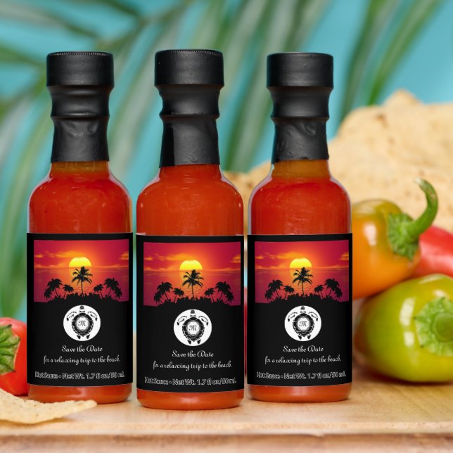 Black Sea Turtle Silhouette Monogram Photo Hot Sauces (Multi)
