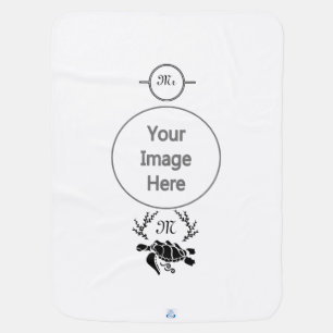 Black Sea Turtle Silhouette Side View Baby Blanket