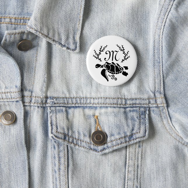 Black Sea Turtle Silhouette Side View Button (In Situ)
