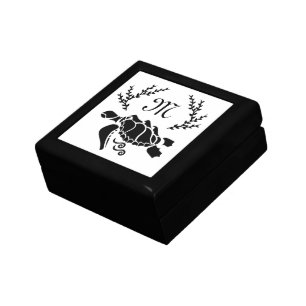 Black Sea Turtle Silhouette Side View Gift Box