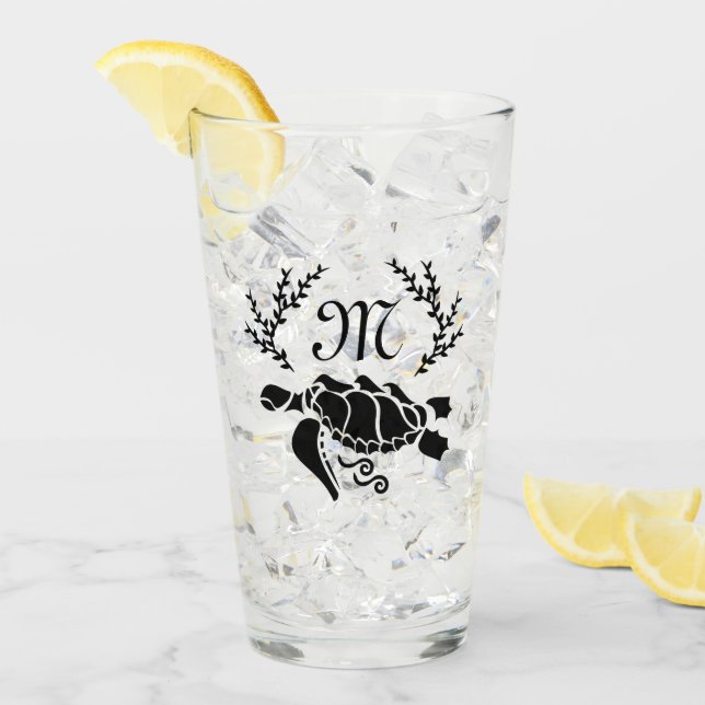 Black Sea Turtle Silhouette Side View Glass (Front Ice)