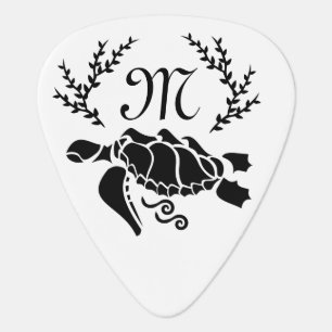 Black Sea Turtle Silhouette Side View Guitar Pick