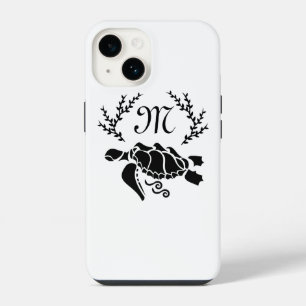 Black Sea Turtle Silhouette Side View iPhone 14 Case