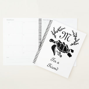 Black Sea Turtle Silhouette Side View Planner