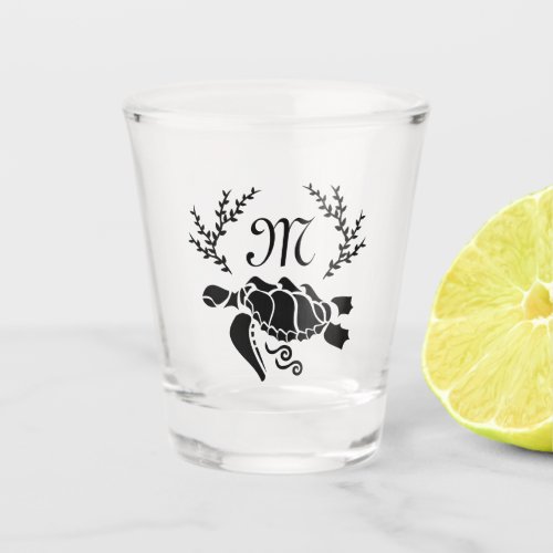 Black Sea Turtle Silhouette Side View Shot Glass