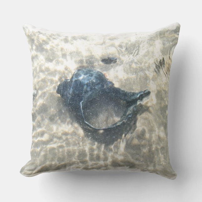 Black Seashell Throw Pillow (Front)