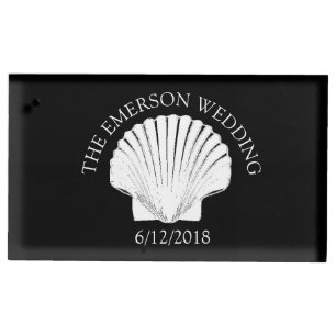 Black Seashell Wedding Table Number Card Holder
