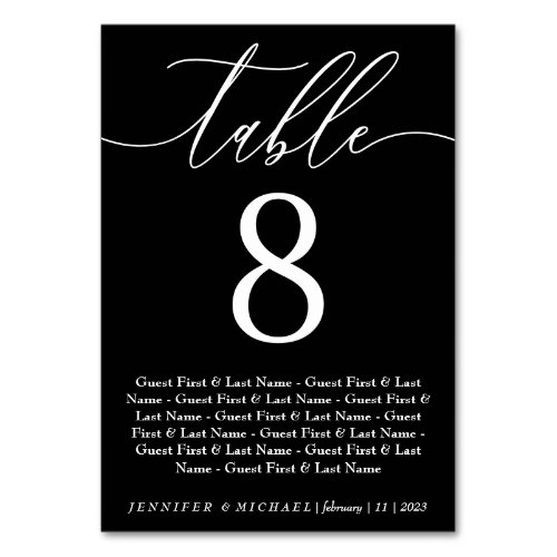 Black seat simple Modern Wedding seating Table Number