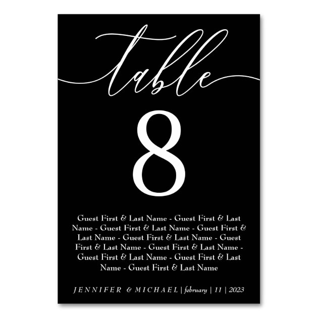Black seat simple Modern Wedding seating Table Number