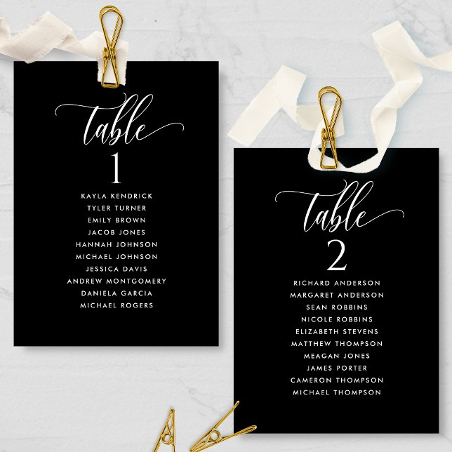 Black, Seating Plan Cards with Guest Names (Creator Uploaded)