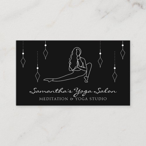 Black Secret Geometry Yoga Pilates Fitness Gym Business Card