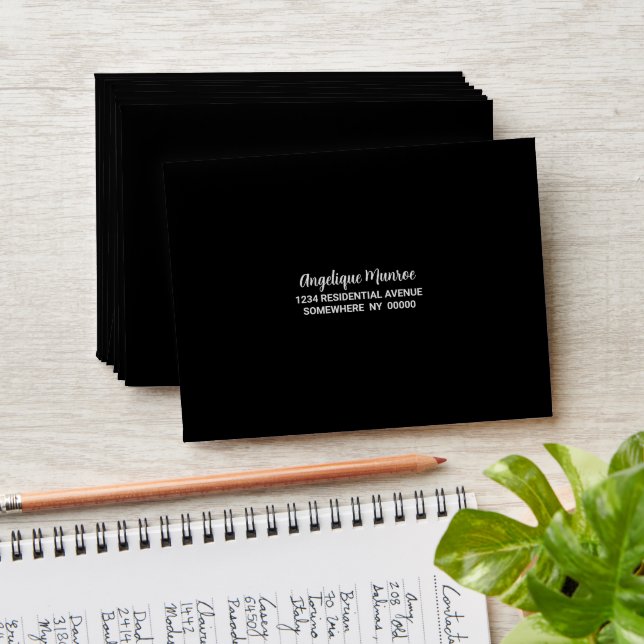 Black Self Addressed Envelope (Stacked)