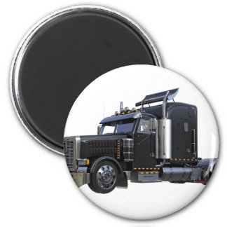 Black Semi Tractor Trailer Truck Magnet