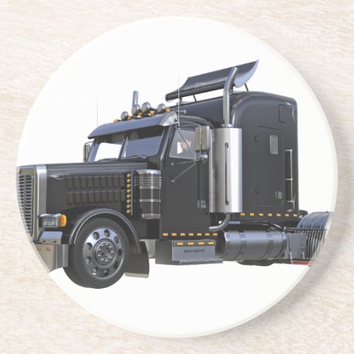 Black Semi Tractor Trailer Truck Sandstone Coaster