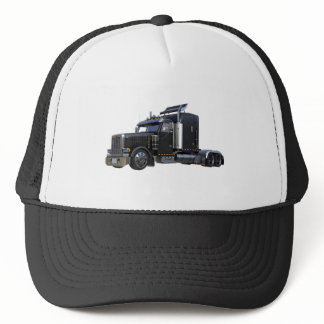 Black Semi Tractor Trailer Truck Trucker Hat