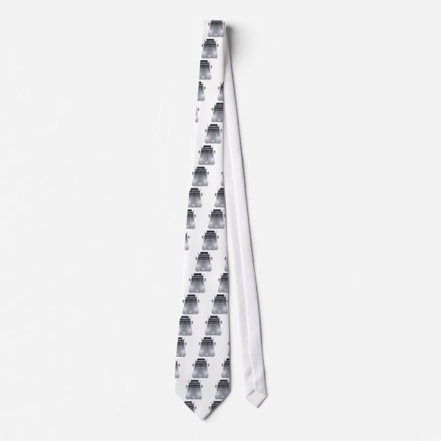 Black Semi Tractor Trailer Truck With Headlights Neck Tie (Front)