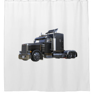 Black Semi Truck Trailer Shower Curtain