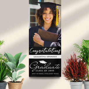 Black Senior Photo 2026 Graduation Vertical Banner