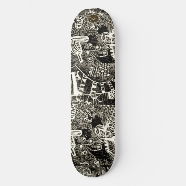 Black Sepia Abstract  Skateboard (Front)