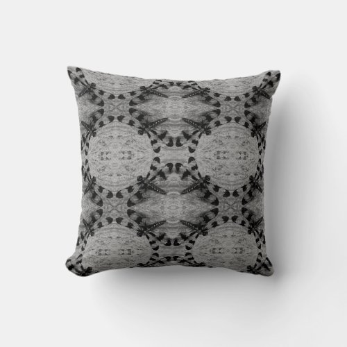 Black sepia  brown  dragonfly pattern solid back throw pillow