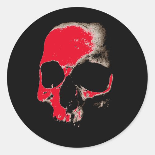 Black Sepia Red Skull College Classic Round Sticker