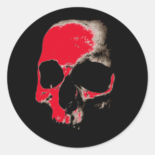 Black Sepia Red Skull College Classic Round Sticker