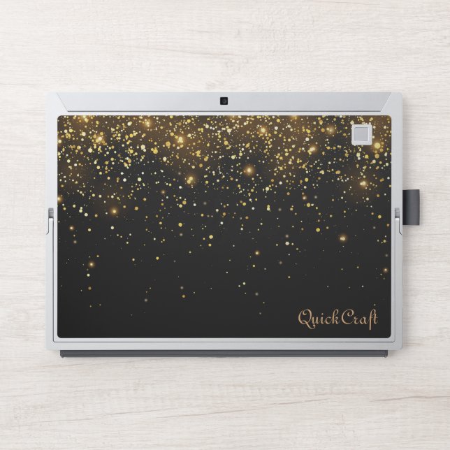 Black Sequin Glitter Handwritten Calligraphy  HP Laptop Skin (Front)