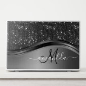 Black Sequin Glitter Handwritten Calligraphy HP Laptop Skin (Front)