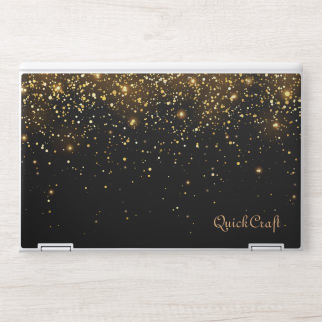 Black Sequin Glitter Handwritten Calligraphy  HP Laptop Skin (Front)