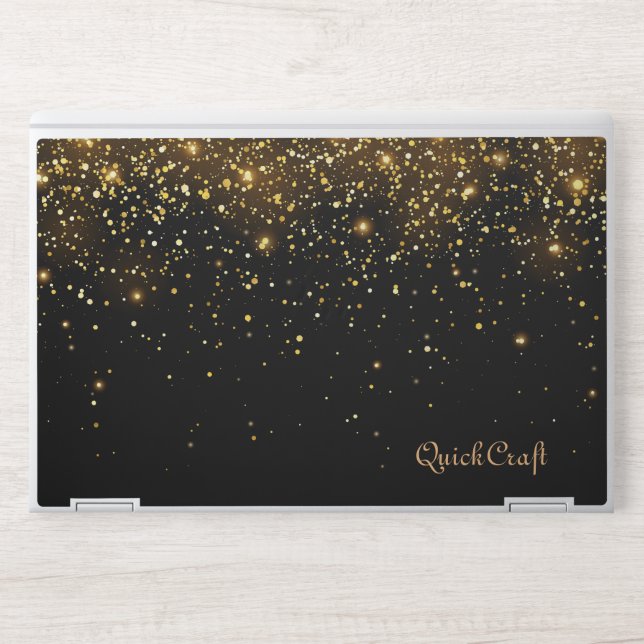 Black Sequin Glitter Handwritten Calligraphy  HP Laptop Skin (Front)