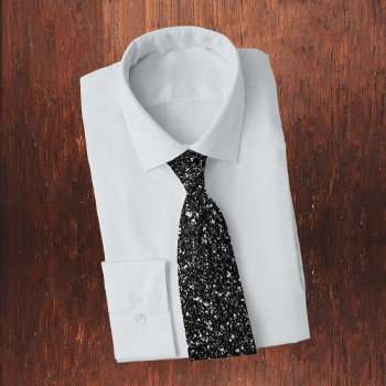 Black Sequin Look Glitter Glam Neck Tie by ColorFlowCreations at Zazzle
