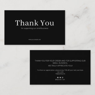 Black Serif Thank You Card Discount Code Business