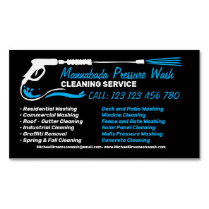 Black Service Pressure Washing Power Cleaning Business Card Magnet