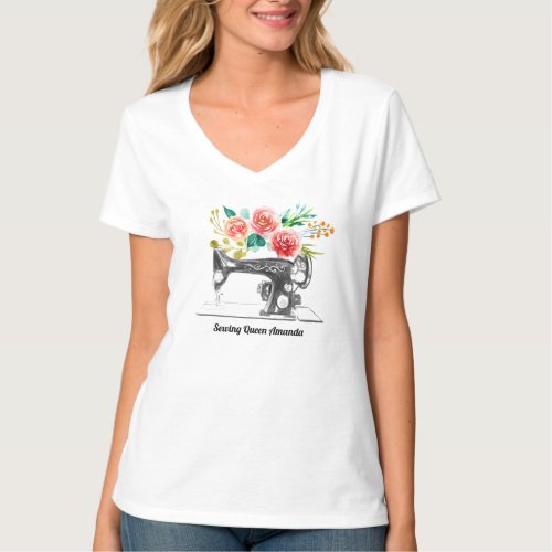 Black Sewing Machine Seamstress T_Shirt