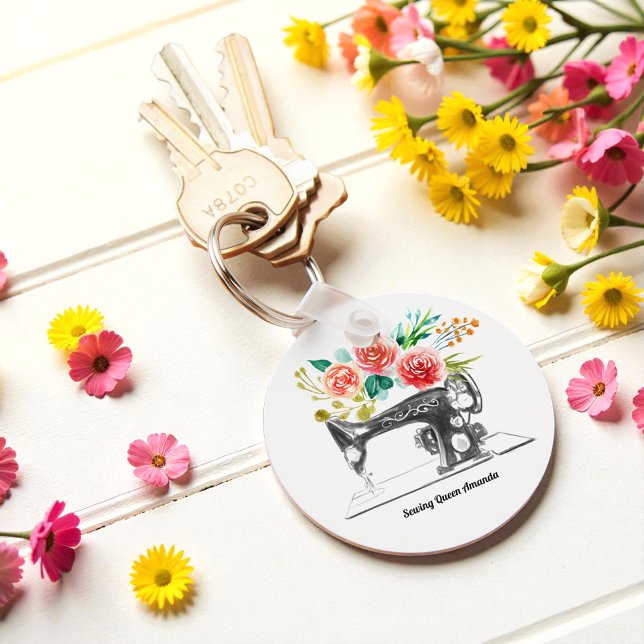 Black Sewing Machine Vintage Tailor Keychain (Creator Uploaded)