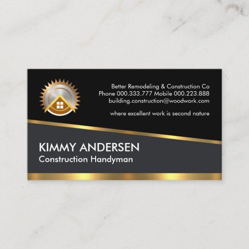 Black Shades Gold Line Contractor  Business Card