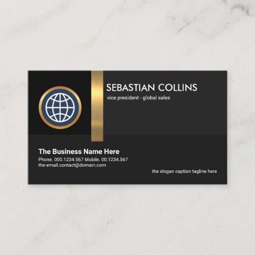 Black Shades Gold Stripe Global International Business Card