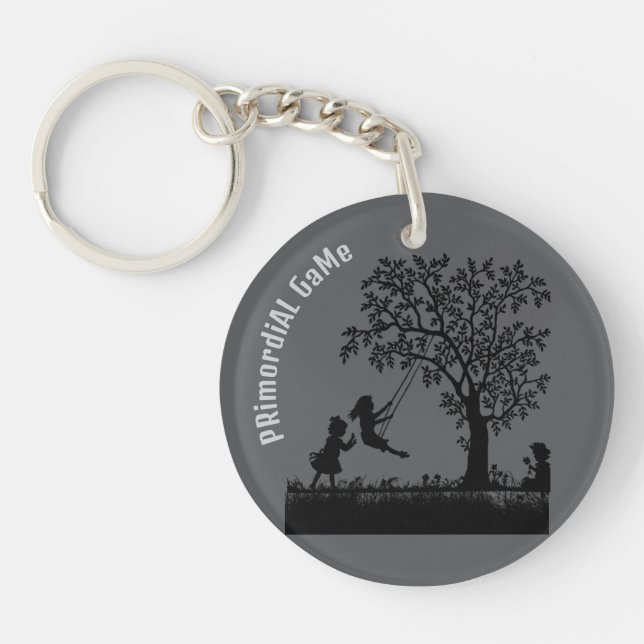 Black Shadow Art Silent Tree Inspirational Acrylic Keychain (Front)