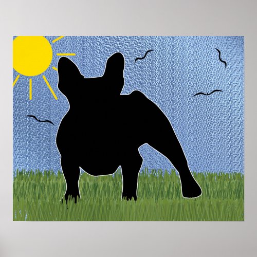 Black Shadow Silhouette Frenchie Poster