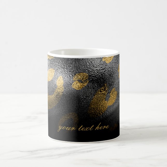 Black Shadows & Leopard Print Exotic Chic Coffee Mug (Center)
