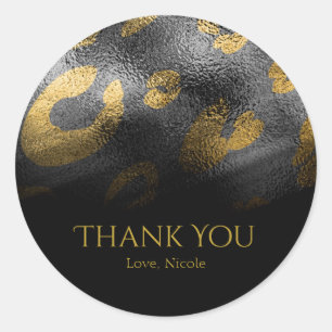 Black Shadows & Leopard Print Party Favor Classic Round Sticker