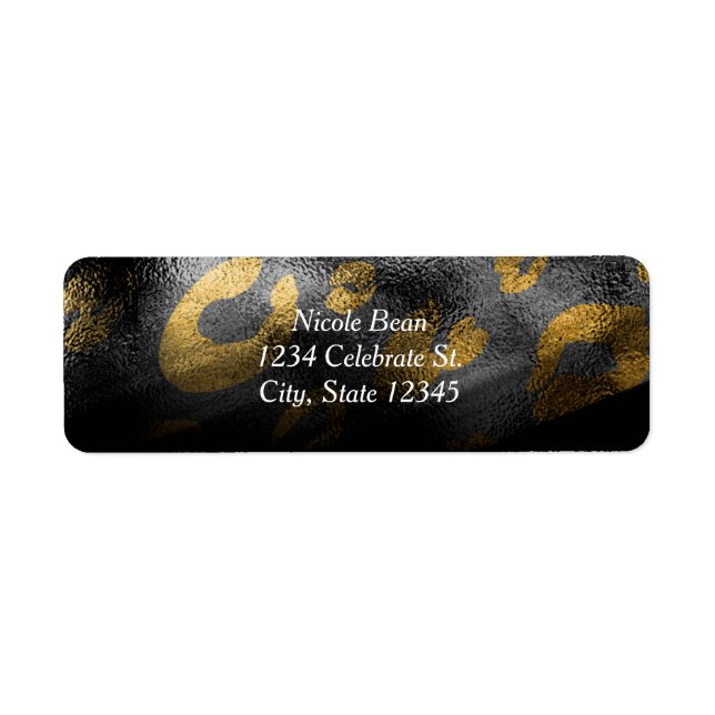 Black Shadows & Leopard Print Party Invitation Label (Front)