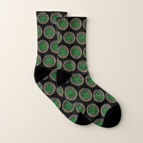 Black Shamrock And Celtic Knots Socks