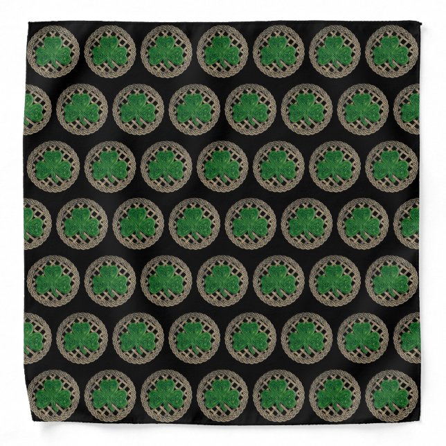 Black Shamrock On Celtic Knots Bandana (Front)