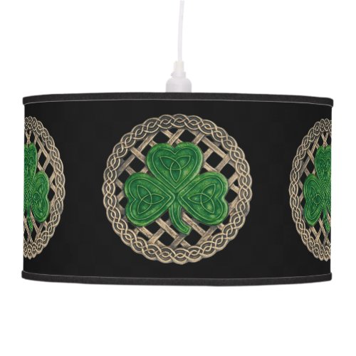 Black Shamrock On Celtic Knots Ceiling Lamp