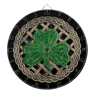 Black Shamrock On Celtic Knots Dart Board