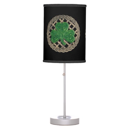 Black Shamrock On Celtic Knots Desk Lamp