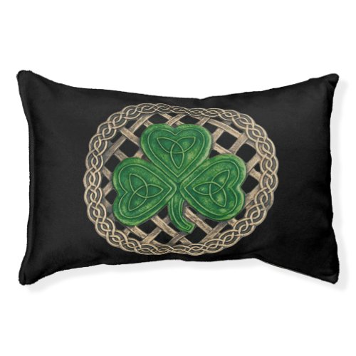 Black Shamrock On Celtic Knots Dog Bed