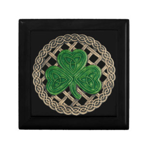 Black Shamrock On Celtic Knots Gift Box