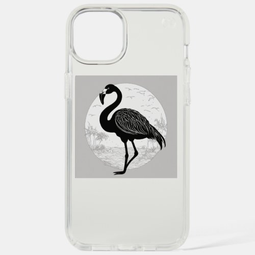 Black shape of flamingo  iPhone 15 plus case
